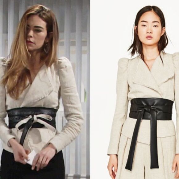 Zara Basic Collection Short Jacket Reversible Sash Belt Blogger Fave Shown On TV